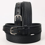 HILASON Tooled Genuine Heavy-duty Leather Hand Crafted Unisex Ranger Belt Black