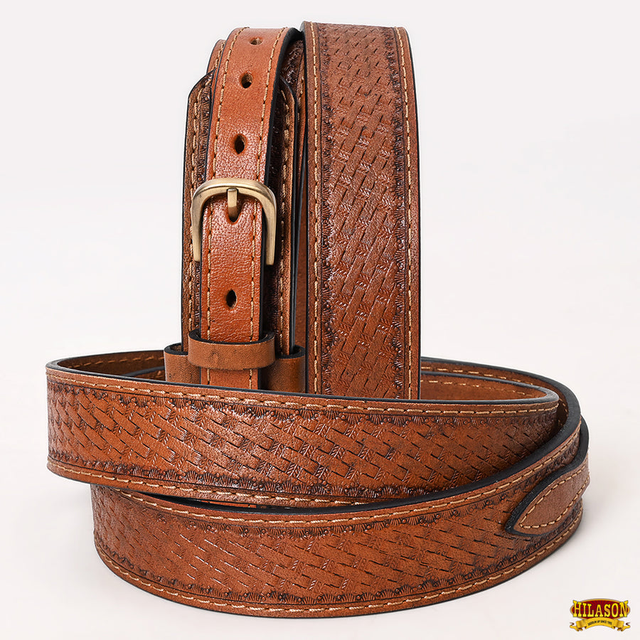 HILASON Western Genuine Leather Belt for Men Women Cowboy Cowgirl Handmade Unisex Full Grain Heavy Duty Tooled Jeans