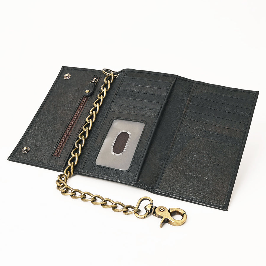 AMERICAN TANNER Genuine Leather Long Bifold Wallet For Men Women H6.5 X W3.25 D1