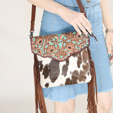 Ohlay Bags OHG112 Envelope Hand Tooled Hair-On Genuine Leather Women Bag Western Handbag Purse