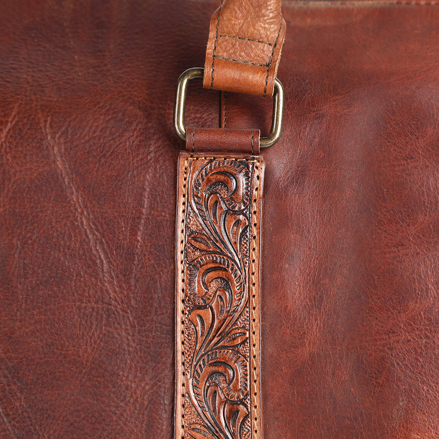Ohlay Bags OHM102 Duffel Hand Tooled Genuine Leather Women Bag Western Handbag Purse