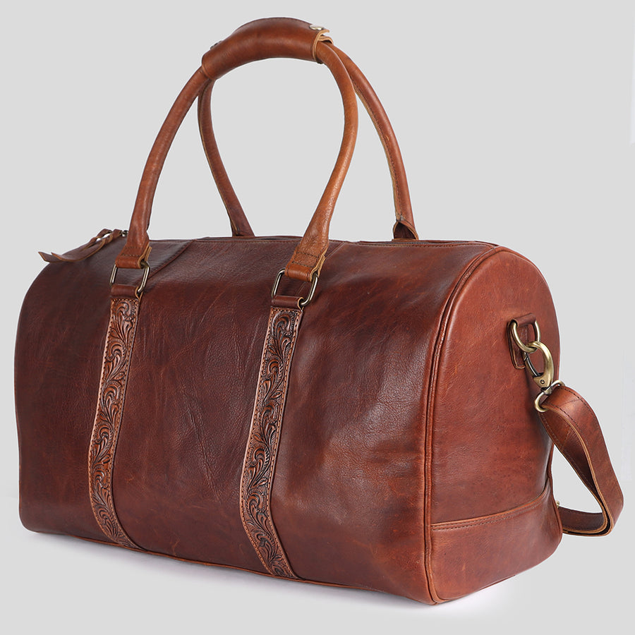 Ohlay Bags OHM102 Duffel Hand Tooled Genuine Leather Women Bag W. by Hilason – Cowboy and equestrian accessories