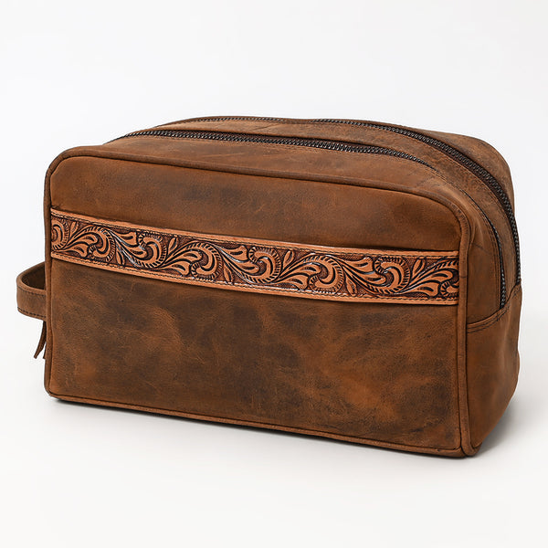 OHLAY TOILETRY Hand Tooled Genuine Leather women bag western handbag by Hilason – Cowboy and equestrian accessories