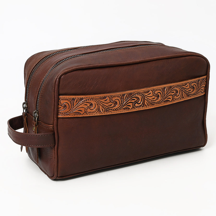 OHLAY Toiletry Hand Tooled Genuine Leather Women Bag Western Handbag Purse | Womens Handbags Belt for Summer