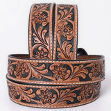 Comfytack Floral Hand Carved Men & Women Genuine Leather Belt Brown Gorgeous Hand Tooled