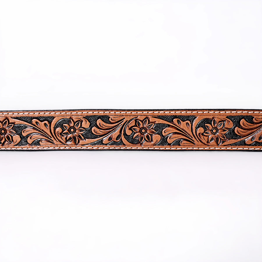 COMFYTACK Western Genuine Leather Belt for Men Women Cowboy Cowgirl Handmade Unisex Full Grain Heavy Duty Floral Tooled