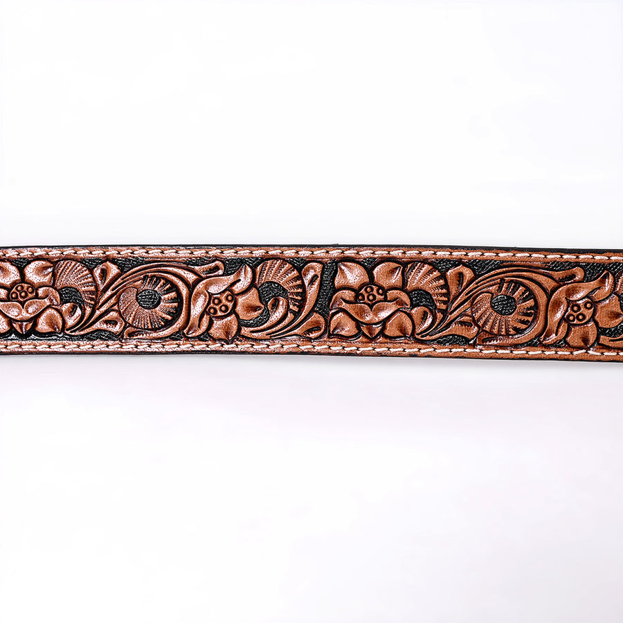 COMFYTACK Western Genuine Leather Belt for Men Women Cowboy Cowgirl Handmade Unisex Full Grain Heavy Duty Floral Tooled