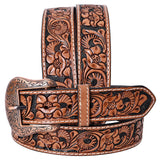 Comfytack Floral Hand Carved Men & Women Genuine Leather Belt Brown Gorgeous Hand Tooled