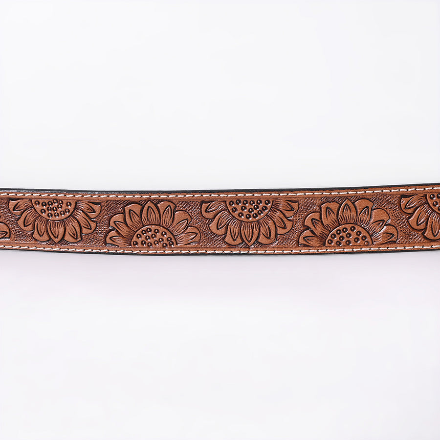 COMFYTACK Western Genuine Leather Belt for Men Women Cowboy Cowgirl Handmade Unisex Full Grain Heavy Duty Floral Tooled