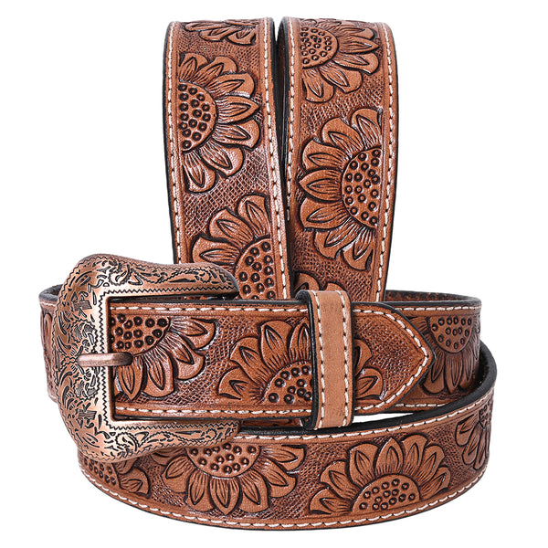 COMFYTACK Western Genuine Leather Belt for Men Women Cowboy Cowgirl Handmade Unisex Full Grain Heavy Duty Floral - Uhorse