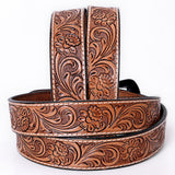 Comfytack Floral Hand Carved Men & Women Genuine Leather Belt Brown Gorgeous Hand Tooled