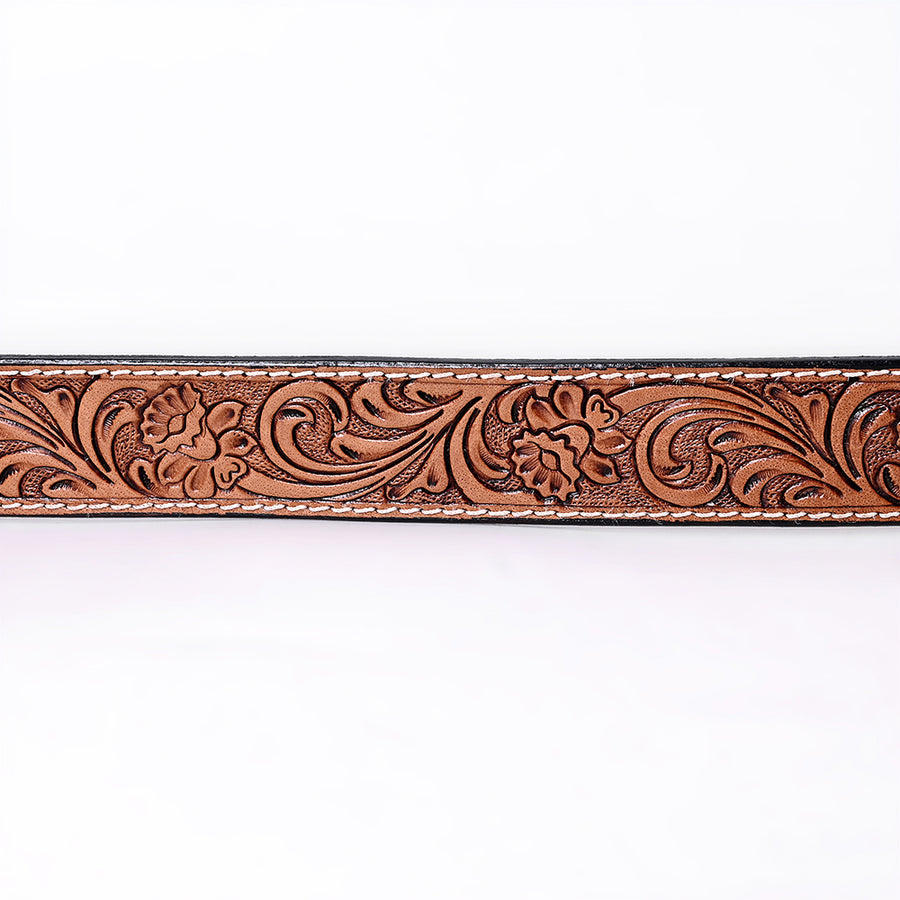 COMFYTACK Western Genuine Leather Belt for Men Women Cowboy Cowgirl Handmade Unisex Full Grain Heavy Duty Floral Tooled