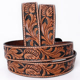 Comfytack Floral Hand Carved Men & Women Genuine Leather Belt Brown Gorgeous Hand Tooled