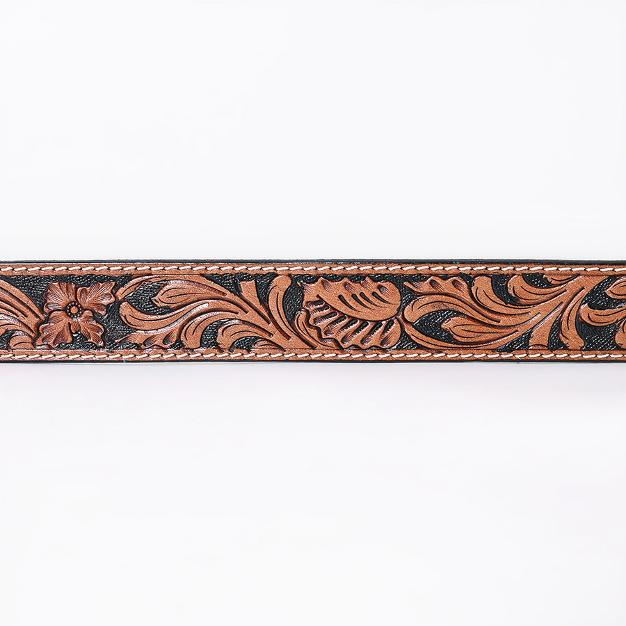 COMFYTACK Western Genuine Leather Belt for Men Women Cowboy Cowgirl Handmade Unisex Full Grain Heavy Duty Floral Tooled