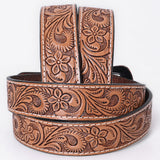 Comfytack Floral Hand Carved Men & Women Genuine Leather Belt Brown Gorgeous Hand Tooled