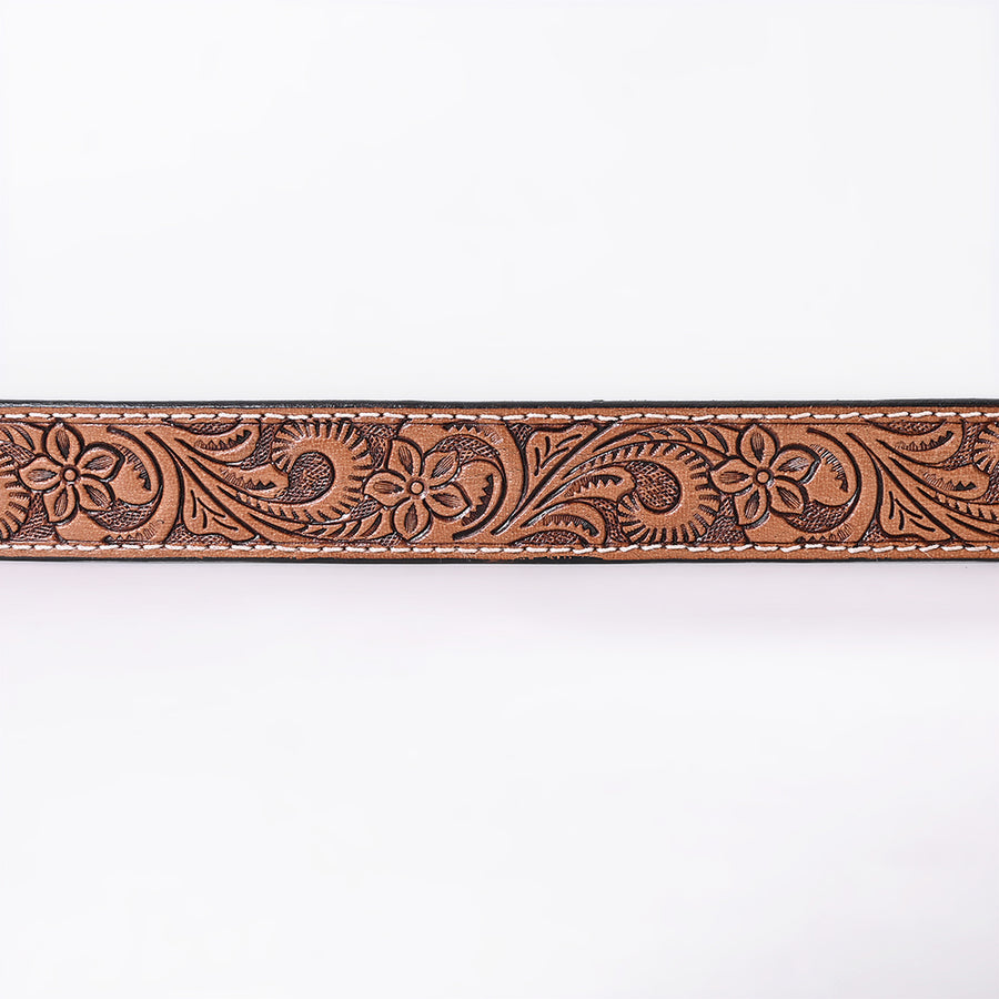 COMFYTACK Western Genuine Leather Belt for Men Women Cowboy Cowgirl Handmade Unisex Full Grain Heavy Duty Floral Tooled