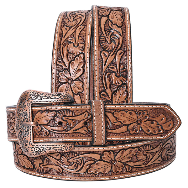 COMFYTACK Western Genuine Leather Belt for Men Women Cowboy Cowgirl Handmade Unisex Full Grain Heavy Duty Floral - Uhorse