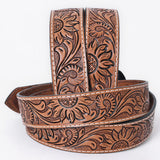 Comfytack Floral Hand Carved Men & Women Genuine Leather Belt Brown Gorgeous Hand Tooled