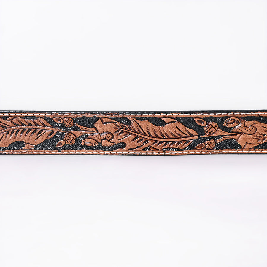 COMFYTACK Western Genuine Leather Belt for Men Women Cowboy Cowgirl Handmade Unisex Full Grain Heavy Duty Floral Tooled