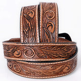 Comfytack Floral Hand Carved Men & Women Genuine Leather Belt Brown Gorgeous Hand Tooled