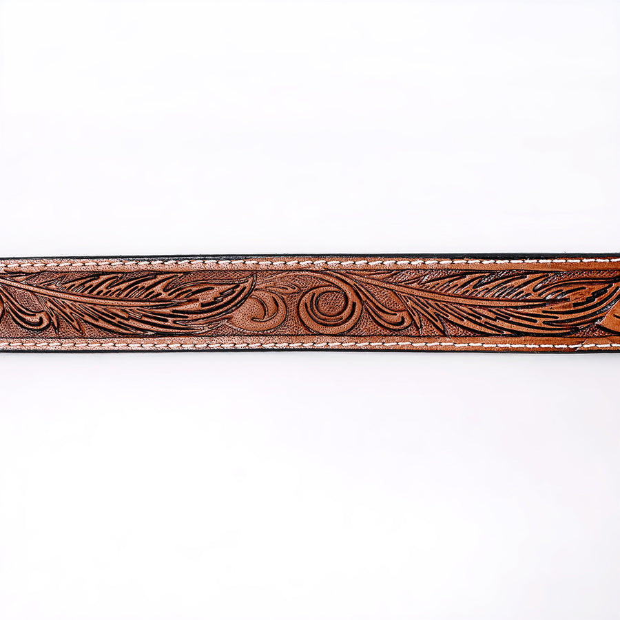COMFYTACK Western Genuine Leather Belt for Men Women Cowboy Cowgirl Handmade Unisex Full Grain Heavy Duty Floral Tooled