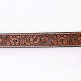 Comfytack Floral Hand Carved Men & Women Genuine Leather Belt Brown Gorgeous Hand Tooled