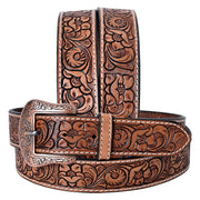 Comfytack Floral Hand Carved Men & Women Genuine Leather Belt Brown Gorgeous Hand Tooled