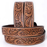 Comfytack Floral Hand Carved Men & Women Genuine Leather Belt Brown Gorgeous Hand Tooled