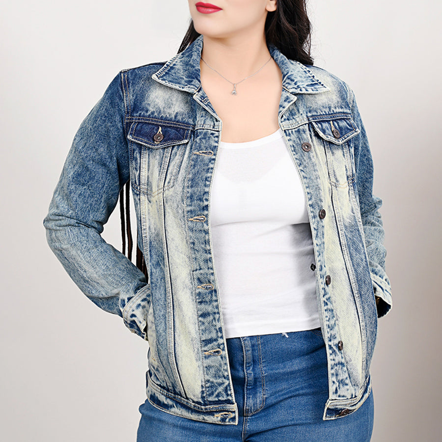 American Darling Genuine leather Hand tooled carved Women 100% cotton Denim jacket dress ladies girl | Shirt for