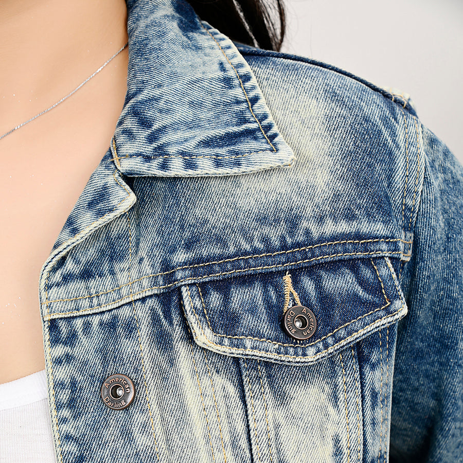 American Darling Genuine leather Hand tooled carved Women 100% cotton Denim jacket dress ladies girl | Shirt for