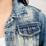ADJKT024 Genuine leather Hand tooled hand carved Women 100% cotton Denim jacket dress ladies girl