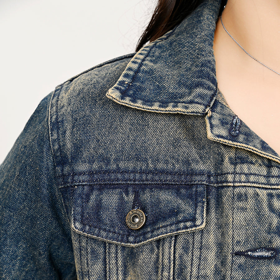 American Darling Genuine leather Hand tooled carved Women 100% cotton Denim jacket dress ladies girl | Shirt for