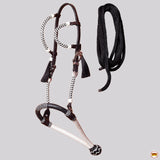 Hilason Western Horse Noseband Genuine Leather Rein With Bosal Set White / Black