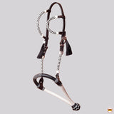 Hilason Western Horse Noseband Genuine Leather Rein With Bosal Set White / Black