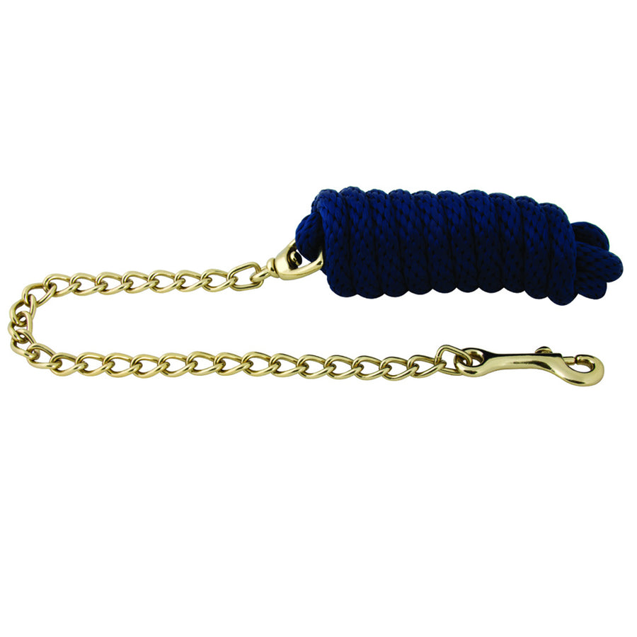 Navy rope halter with brass chain lead - Uhorse