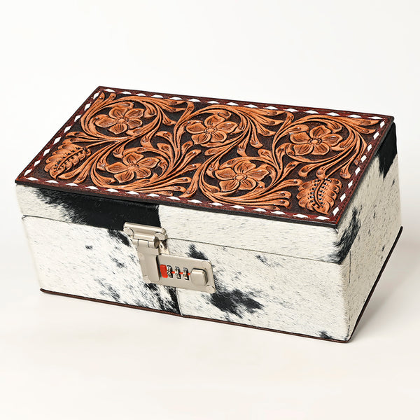 American Darling Hair-On Cowhide Hand Tooled Leather Western Jewelry Case - Uhorse