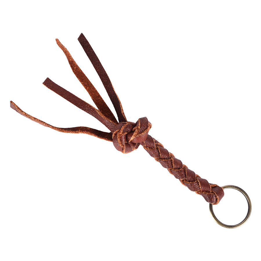Ohlay Genuine Leather Handmade Braided Key Ring Brown Chain - Uhorse
