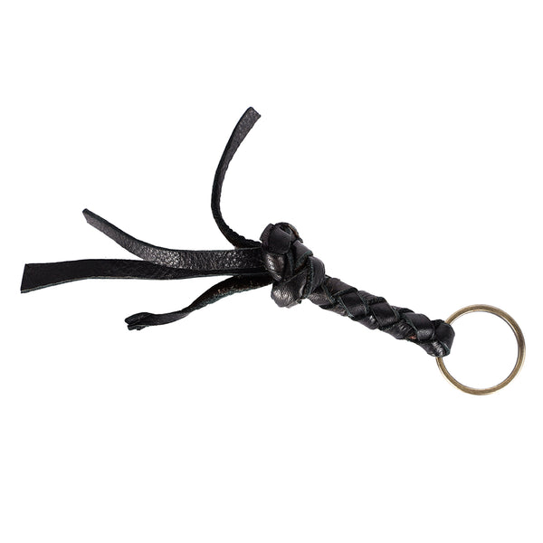 Ohlay Genuine Leather Handmade Braided Key Ring Black Chain - Uhorse