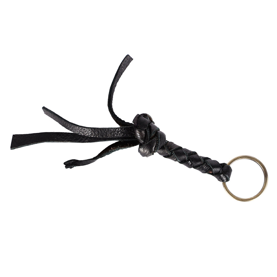 Ohlay Genuine Leather Handmade Braided Key Ring Black Chain - Uhorse