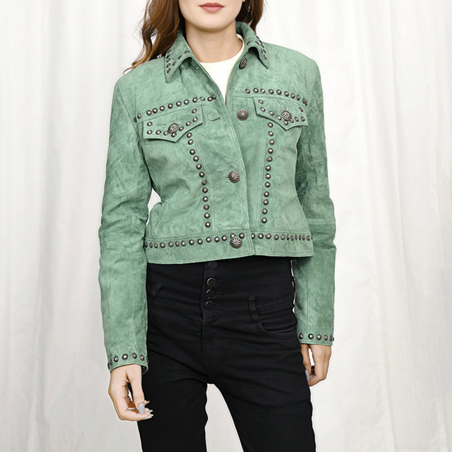 Genuine Vintage leather Women shirt jacket dress ladies girl - Uhorse
