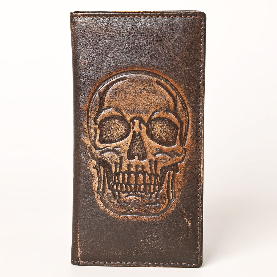 AMERICAN TANNER Genuine Leather Hand Burnished Long Bifold Wallet For Men Women H7 X W3.5 D0.5