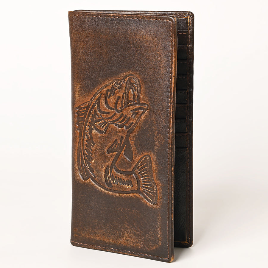 AMERICAN TANNER Genuine Leather Hand Burnished Long Bifold Wallet For Men Women H7 X W3.5 D0.5 - Uhorse