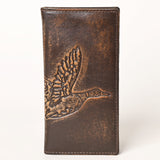 AMERICAN TANNER Genuine Leather Hand Burnished Long Bifold Wallet For Men Women H7 X W3.5 X D0.5