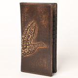 AMERICAN TANNER Genuine Leather Hand Burnished Long Bifold Wallet For Men Women H7 X W3.5 X D0.5