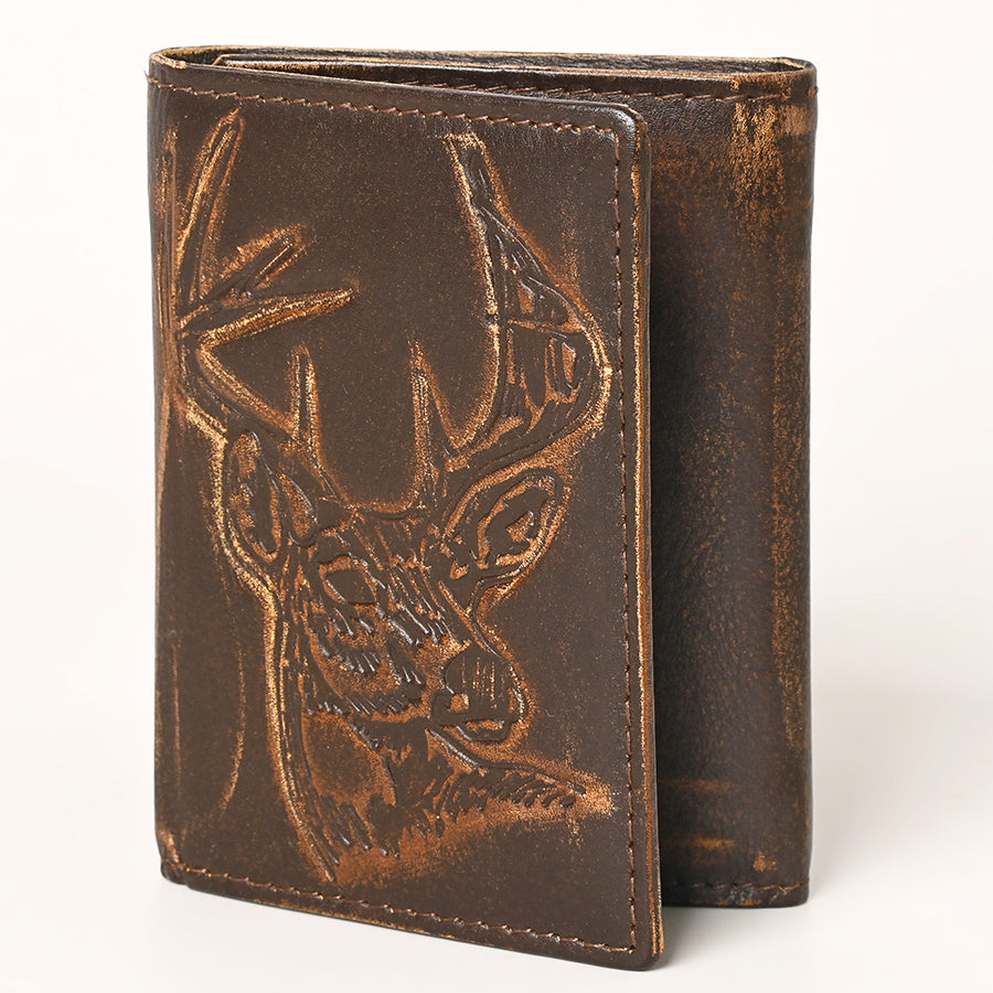 AMERICAN TANNER Genuine Leather Hand Burnished Trifold Wallet For Men Women H4.25 X W3 D0.5 - Uhorse
