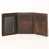AMERICAN TANNER Genuine Leather Hand Burnished Trifold Wallet For Men Women H4.25 X W3 X D0.5