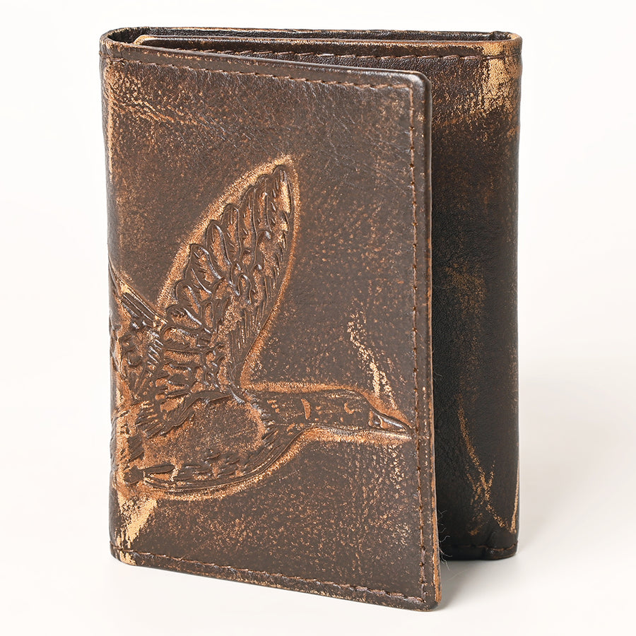 AMERICAN TANNER Genuine Leather Hand Burnished Trifold Wallet For Men Women H4.25 X W3 D0.5 - Uhorse