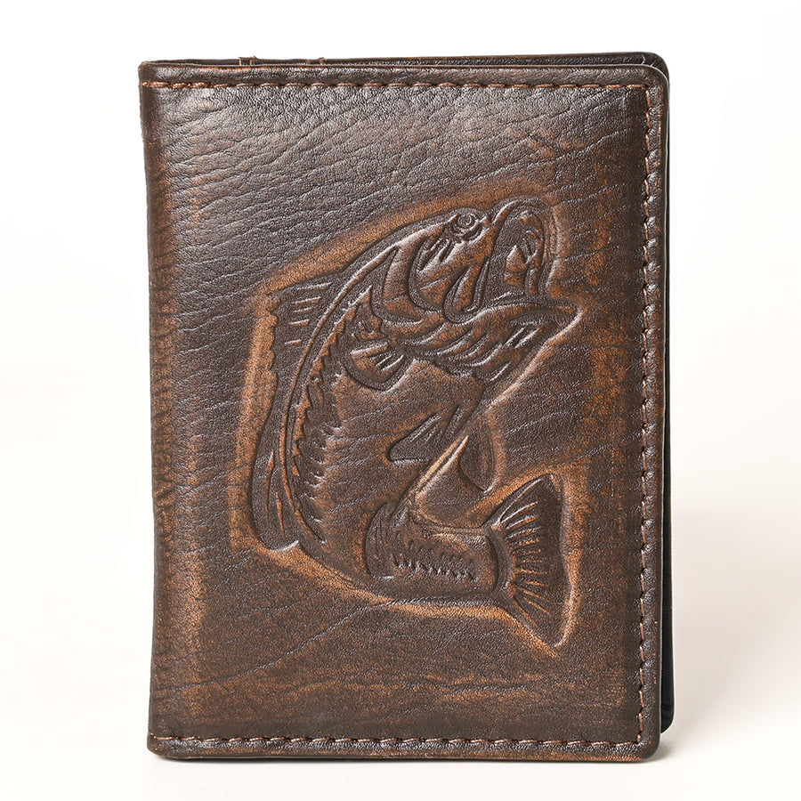 AMERICAN TANNER Genuine Leather Hand Burnished Bifold Wallet For Men Women H4.25 X W3 D0.5