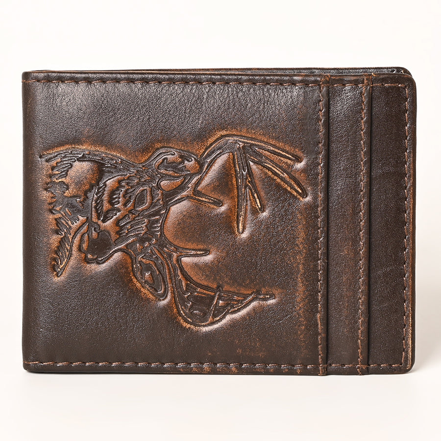 AMERICAN TANNER Genuine Leather Hand Burnished Bifold Wallet For Men Women H4 X W3.25 D0.5