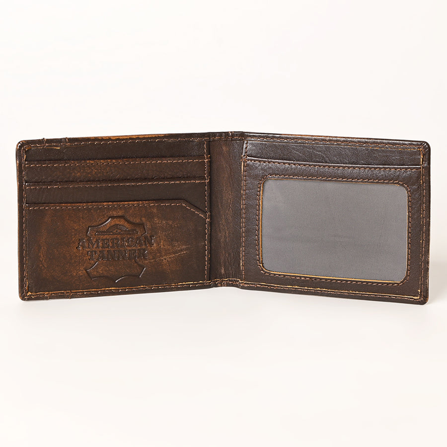 AMERICAN TANNER Genuine Leather Hand Burnished Bifold Wallet For Men Women H4 X W3.25 D0.5